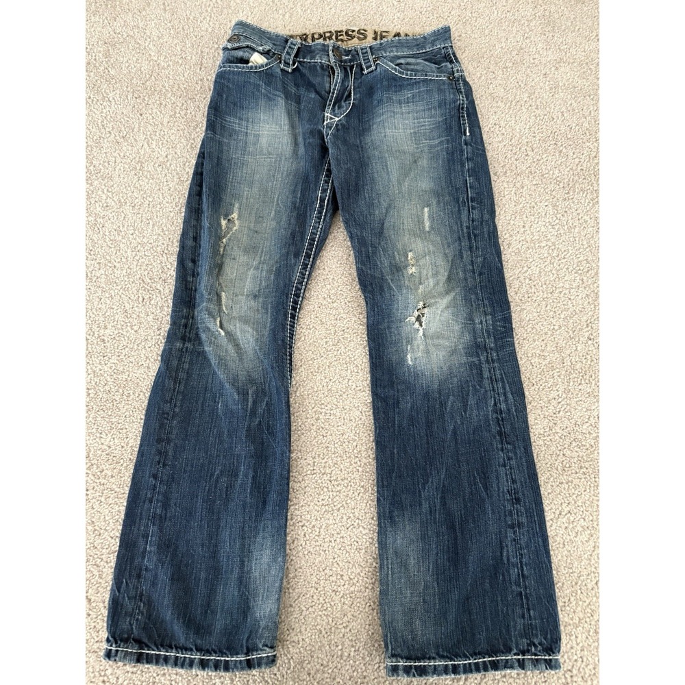 Vintage Y2K Express Classic Jeans 29x30 Distressed Thick Stitch Mens Bootcut